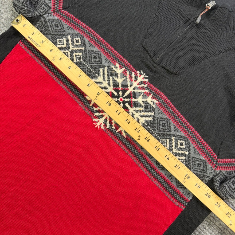 Eddie Bauer Sport Mens Medium Red Black 100% Merino Wool Snowflake Sweater - Picture 11 of 14